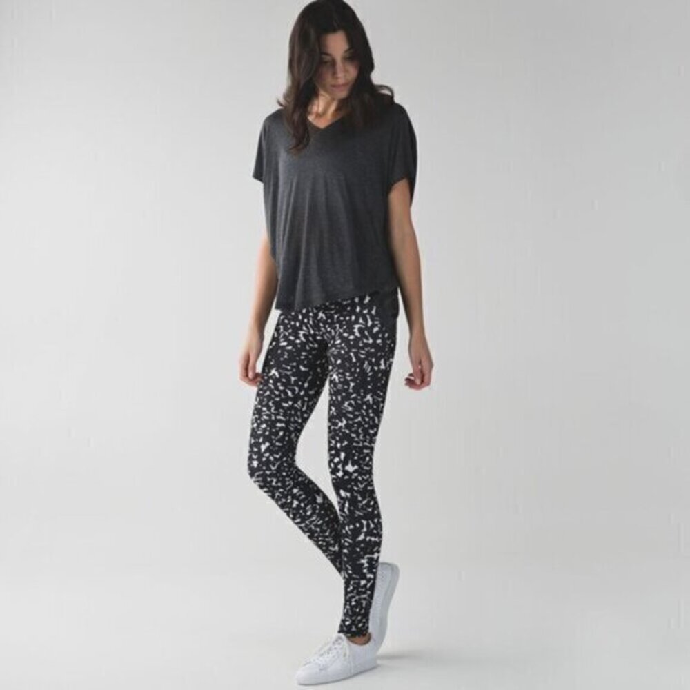 Lululemon Wunder Under Pant (Hi-Rise) Shadow Wrap White Black Size 6